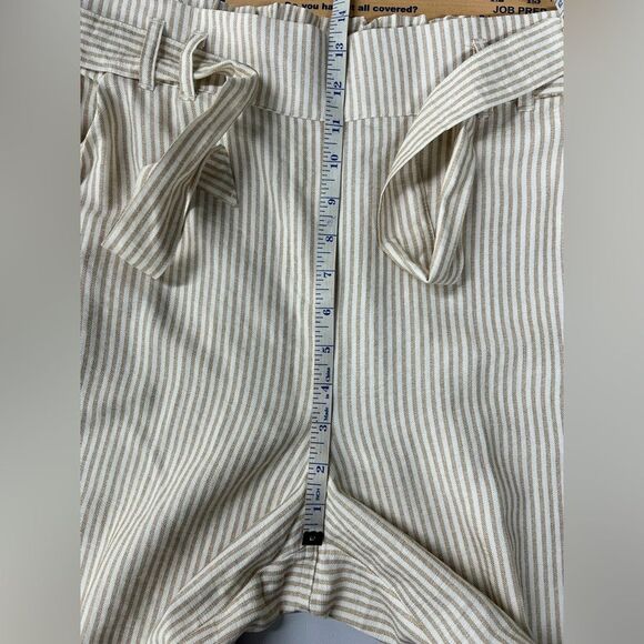 Maurices Wide Leg Pull On Tan White Striped Pants Womens Medium - Picture 8 of 10